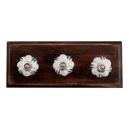 Light Blue Ceramic Wooden Hooks